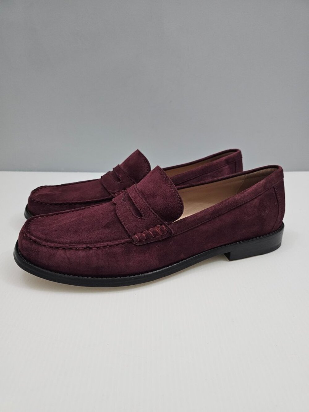 Cole Haan Lana Luxe Penny Loafer Womens 10 Burgundy Suede Preppy Slip On NEW